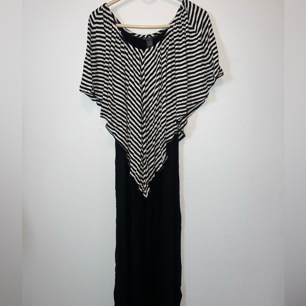 Chelsea & Theodore Asymmetrical Black and White Striped Dress